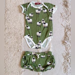 CURRENT SEASON Milkbarn lamb bodysuit & matching bloomers : 3-6 months
